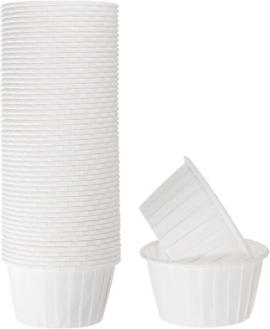 HARFINGTON 50Pcs Cupcake Baking Cups 3.5oz Standard Size Paper Cupcake Liners Greaseproof Wrappers Disposable for Wedding Birthdays Christmas Dessert, White