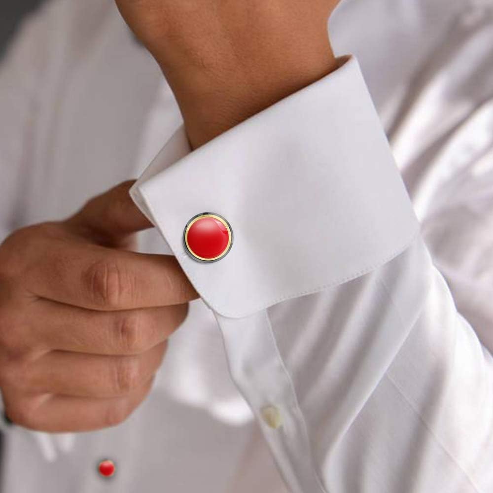 HAWSON Cufflinks and Studs for Men-Fashion Men Vintage Enamel Carbon Fiber Tuxedo Shirt Cufflinks and Studs Set for Regular Wedding Business Accessories