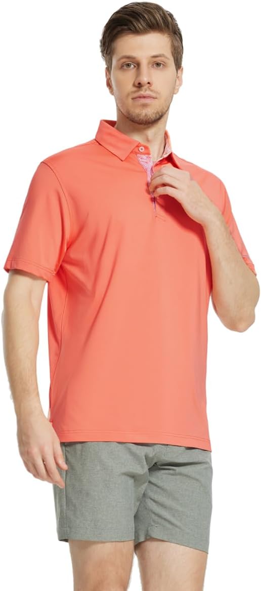 Mens Polo Shirts Short and Long Sleeve Casual Solid Stylish Dry Fit Performance - Image 2
