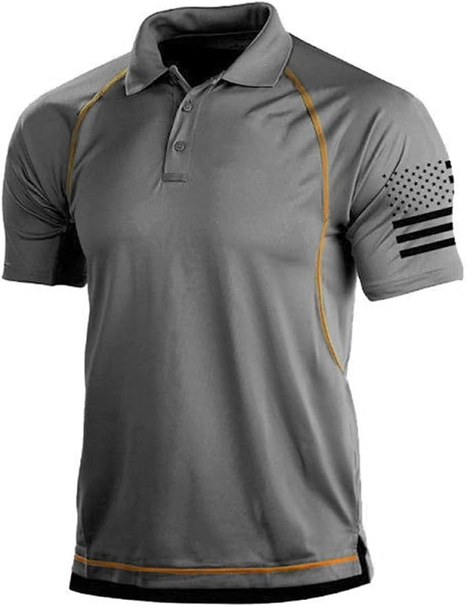 HARGLESMAN Men's 1776 Independence Day American Flag Short Sleeve Polo Golft by HARGLESMAN