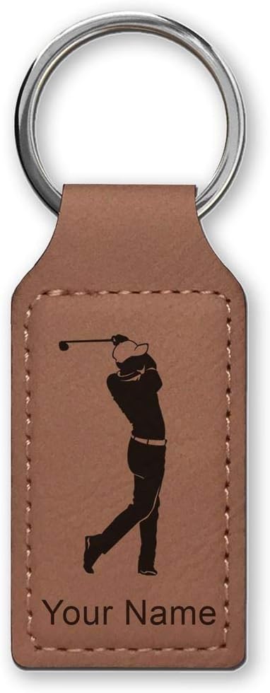 LaserGram Rectangle Keychain, Golfer Golfing, Personalized Engraving Included by LaserGramCustomEngravedGifts
