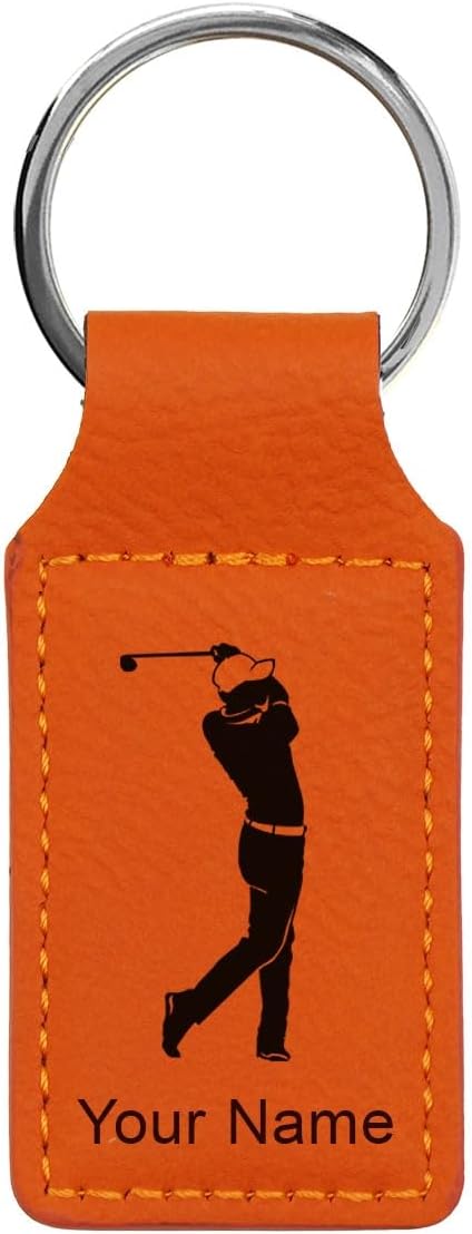 LaserGram Rectangle Keychain, Golfer Golfing, Personalized Engraving Included by LaserGramCustomEngravedGifts