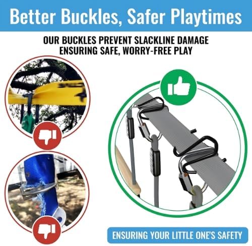 Hyponix Ninja Obstacle Course for Kids – 2 x 60 ft Slacklines with 13 Weatherproof Obstacles – Monkey Net, Ratchet-Tight Tech, Supports 880 lbs – Climbing & Swinging Backyard Fun