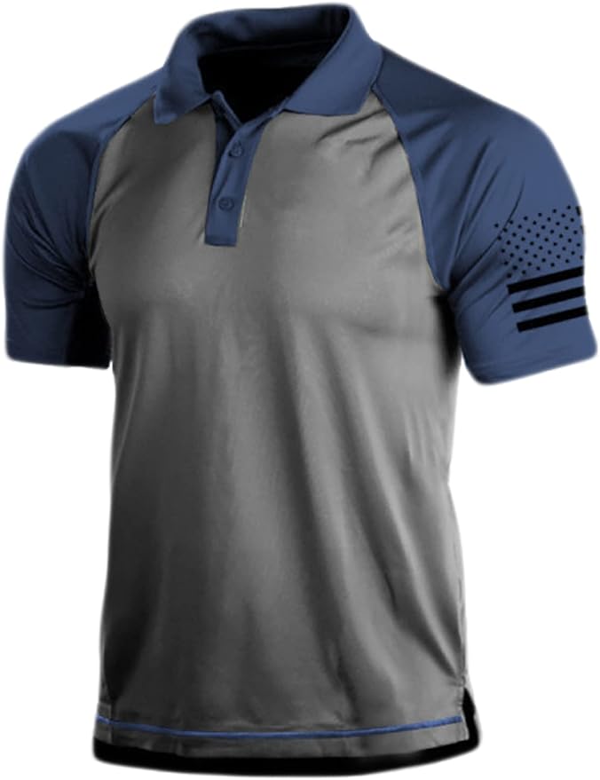 HARGLESMAN Men's 1776 Independence Day American Flag Short Sleeve Polo Golft by HARGLESMAN