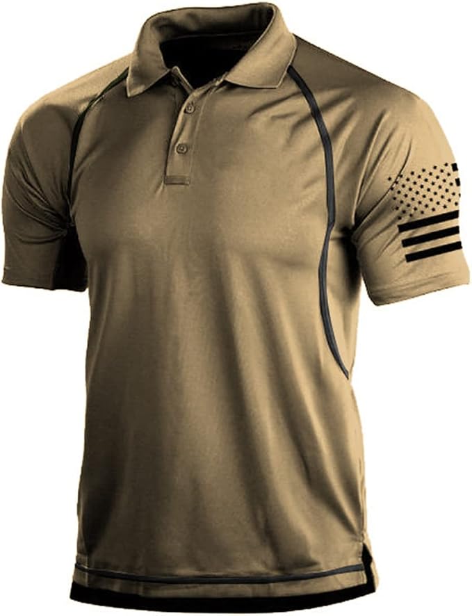 HARGLESMAN Men's 1776 Independence Day American Flag Short Sleeve Polo Golft by HARGLESMAN