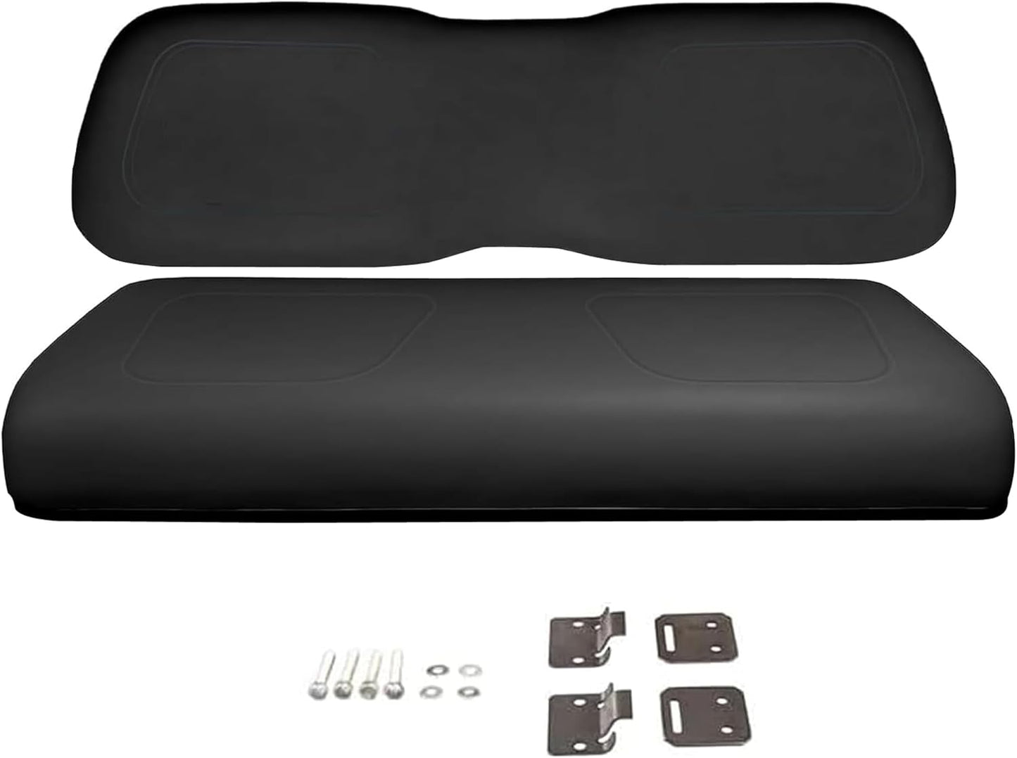 Huskey Parts Company Golf Cart Seat Cushion Set for Front Seat Lean Back & Bottom, Black Color for Club Car DS 2005 and Up Models, Golf Cart Front Seat Replacement with Mounting Hardware & Hinges
