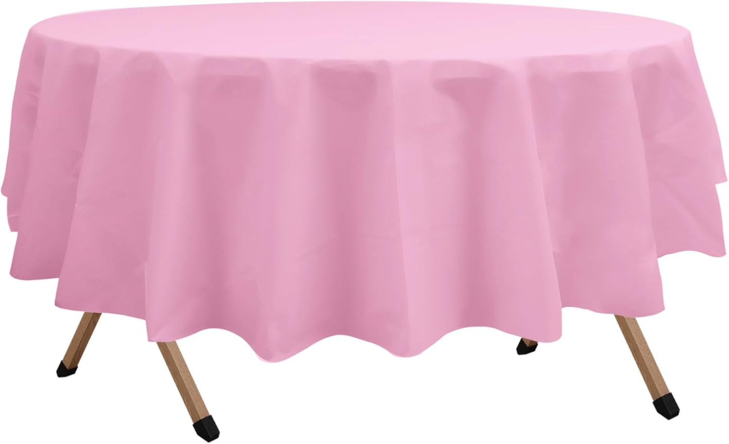 2 Pack Pink Premium Plastic Tablecloth Round 84 Inches Reusable Rose Pink Decorative Table Cover for Dining, Wedding, Party, Indoor and Outdoor use