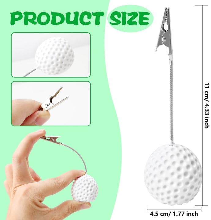 16 Pack Golf Sports Ball Base Memo Clips Card Holder Stand Note Paper Clip Pictures Display with Alligator Creative Golfball Desk Stand Paper Clip for Office Menu Wedding Party Events Decoration
