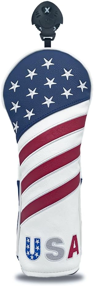 Golf American Style Head Cover Golf Club Blue and White Leather Headcovers Set by Unknown
