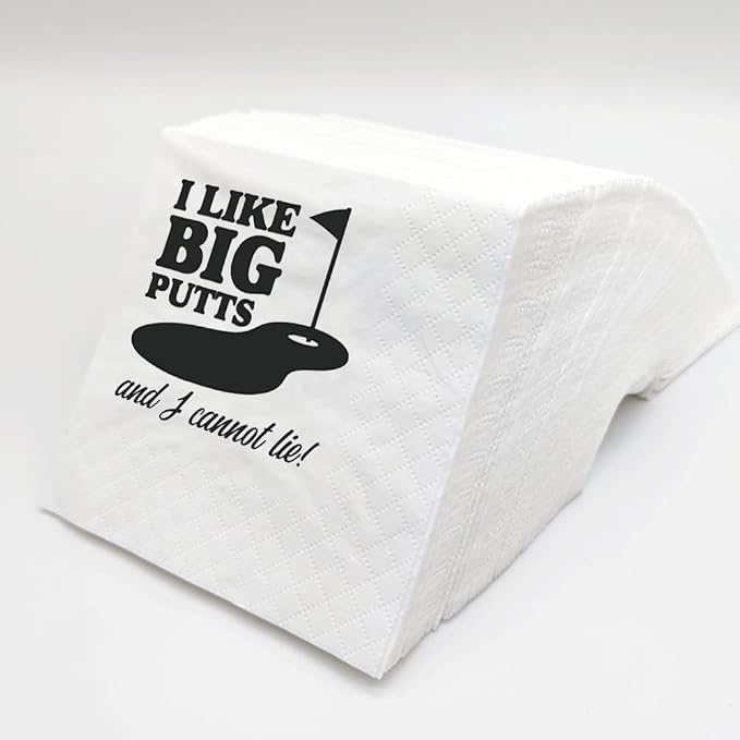 SharkBliss Funny Sarcastic Golf Quotes Cocktail Napkins, 100 Pack I Like Big - Image 2