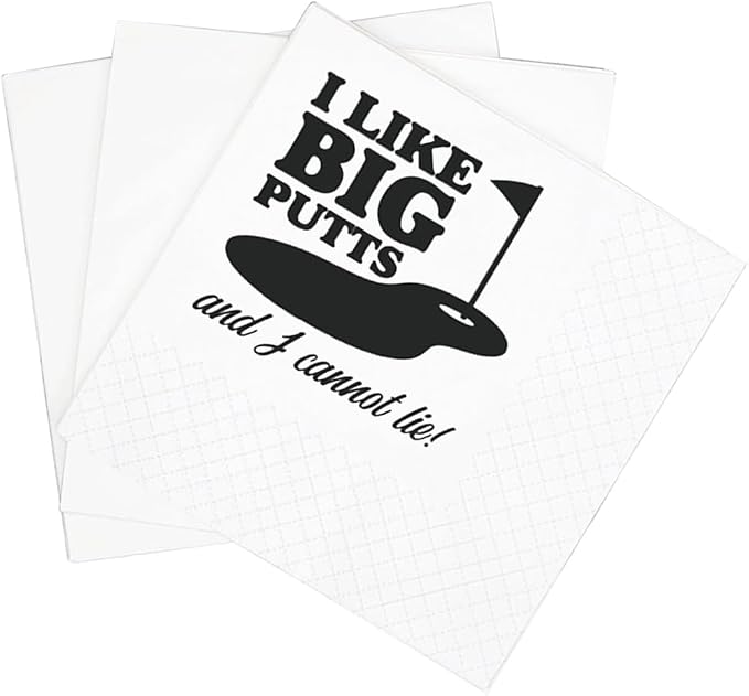 SharkBliss Funny Sarcastic Golf Quotes Cocktail Napkins, 100 Pack I Like Big by SharkBliss