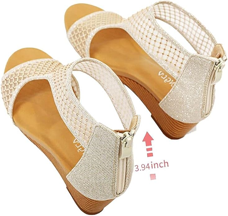 WOJWSKI Women's Slide Wedge Sandal Open Toe High Heel Zipper Back Platform - Image 3