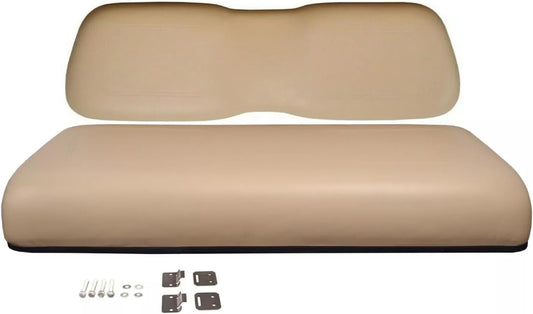 Huskey Parts Company Golf Cart Seat Cushion Set for Front Seat Lean Back & Bottom, Beige Color for Club Car DS 2005 and Up, Golf Cart Front Seat Replacement with Mounting Hardware and Hinges