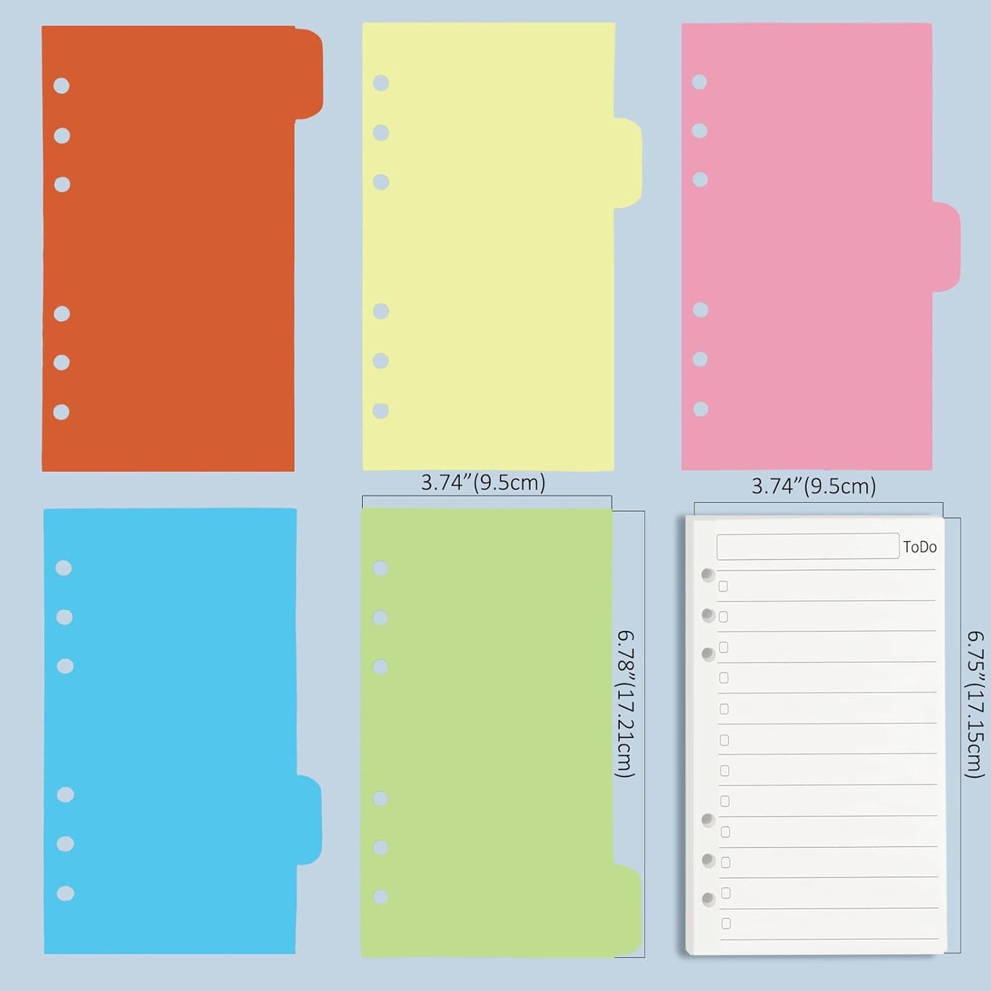 Harphia A6 6 Holes Binder Refill Set, 90 Sheets Todo List Planner Insert for 6 Holes Binder, with Paper Dividers,Ruler,Bags and Stickers, Planner Accessory Combo Set 005Da6Todo