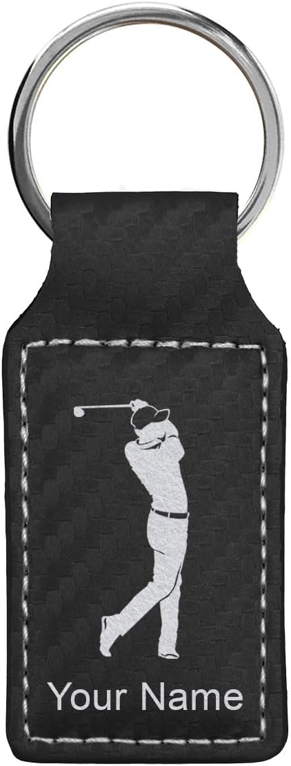 LaserGram Rectangle Keychain, Golfer Golfing, Personalized Engraving Included by LaserGramCustomEngravedGifts