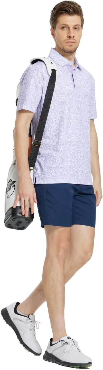 M MAELREG Mens Golf Shirt Short Sleeve Dry Fit Print Moisture Wicking - Image 3