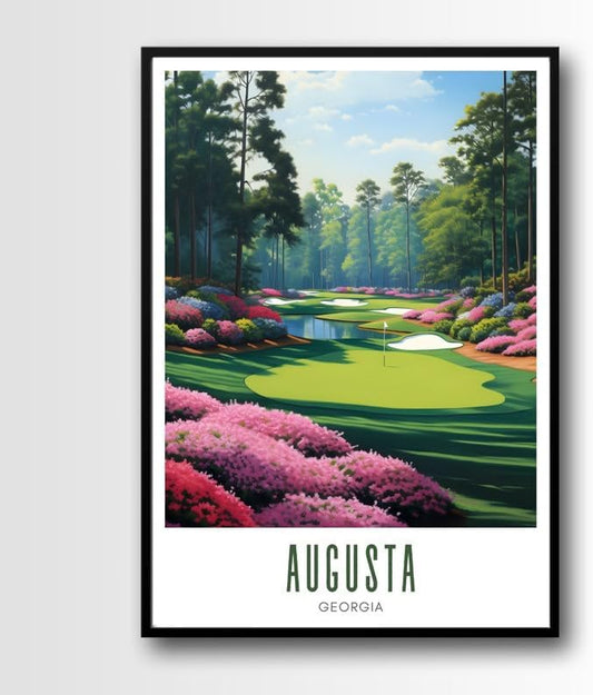 Augusta National Golf Wall Art Poster, Georgia Masters Scenic Print for Living Room or Office, Vintage Floral Course Decor, Gift for Dad or Golf Fans (Unframed) (27x40)
