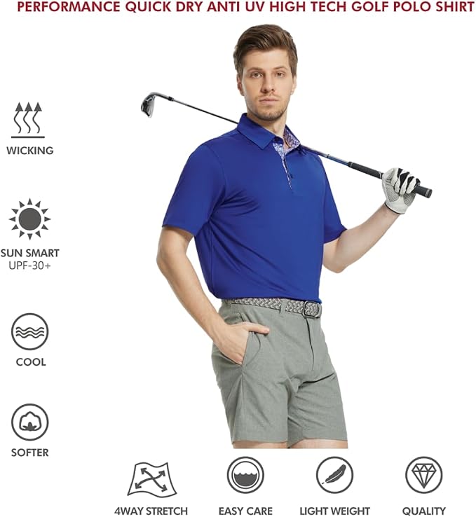 Mens Polo Shirts Short and Long Sleeve Casual Solid Stylish Dry Fit Performance - Image 5