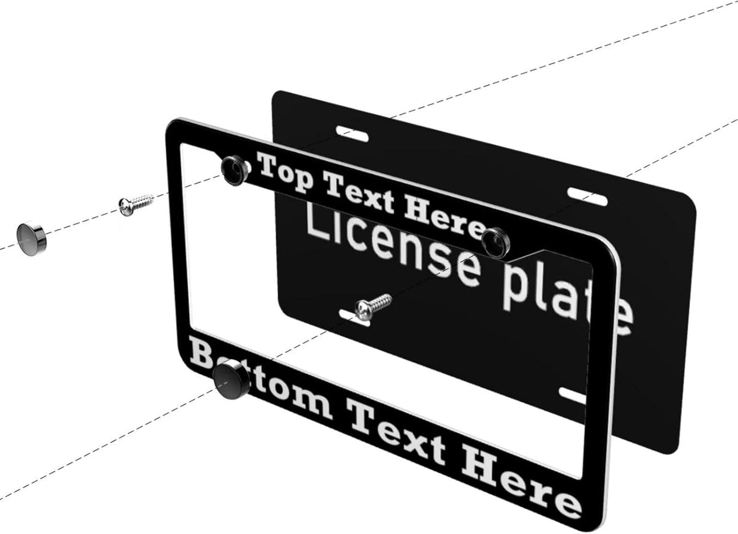 2 Packs Custom License Plate Frame Personalized Car Tag Frame with Screw Caps,2 Holes,12"x6",Style 1