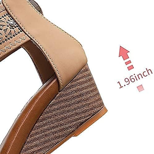 WOJWSKI Women's Slide Wedge Sandal Open Toe High Heel Zipper Back Platform - Image 2