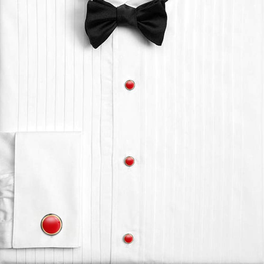 HAWSON Cufflinks and Studs for Men-Fashion Men Vintage Enamel Carbon Fiber Tuxedo Shirt Cufflinks and Studs Set for Regular Wedding Business Accessories