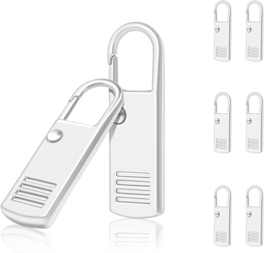 8 Pack Metal Zipper Pulls Replacement Slider, Detachable Zipper Pull Slider Accessories for Suitcase Luggage Backpack Repair(Silver)