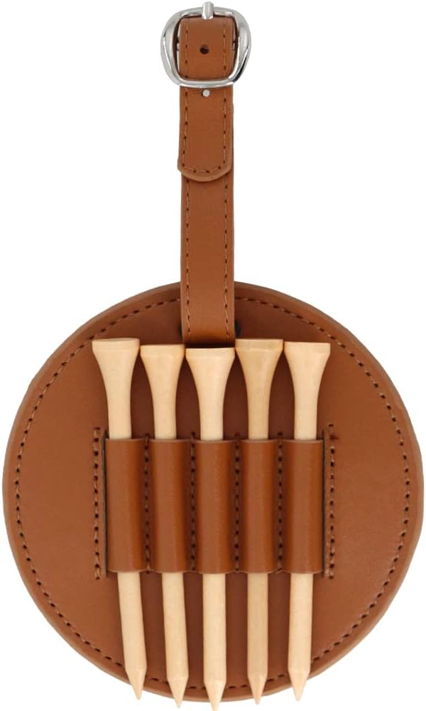 Leather Golf Tees Holder with 5 PCS Wooden Golf Tees 3-1/4 Inch Hook to Golf by GOLTERS