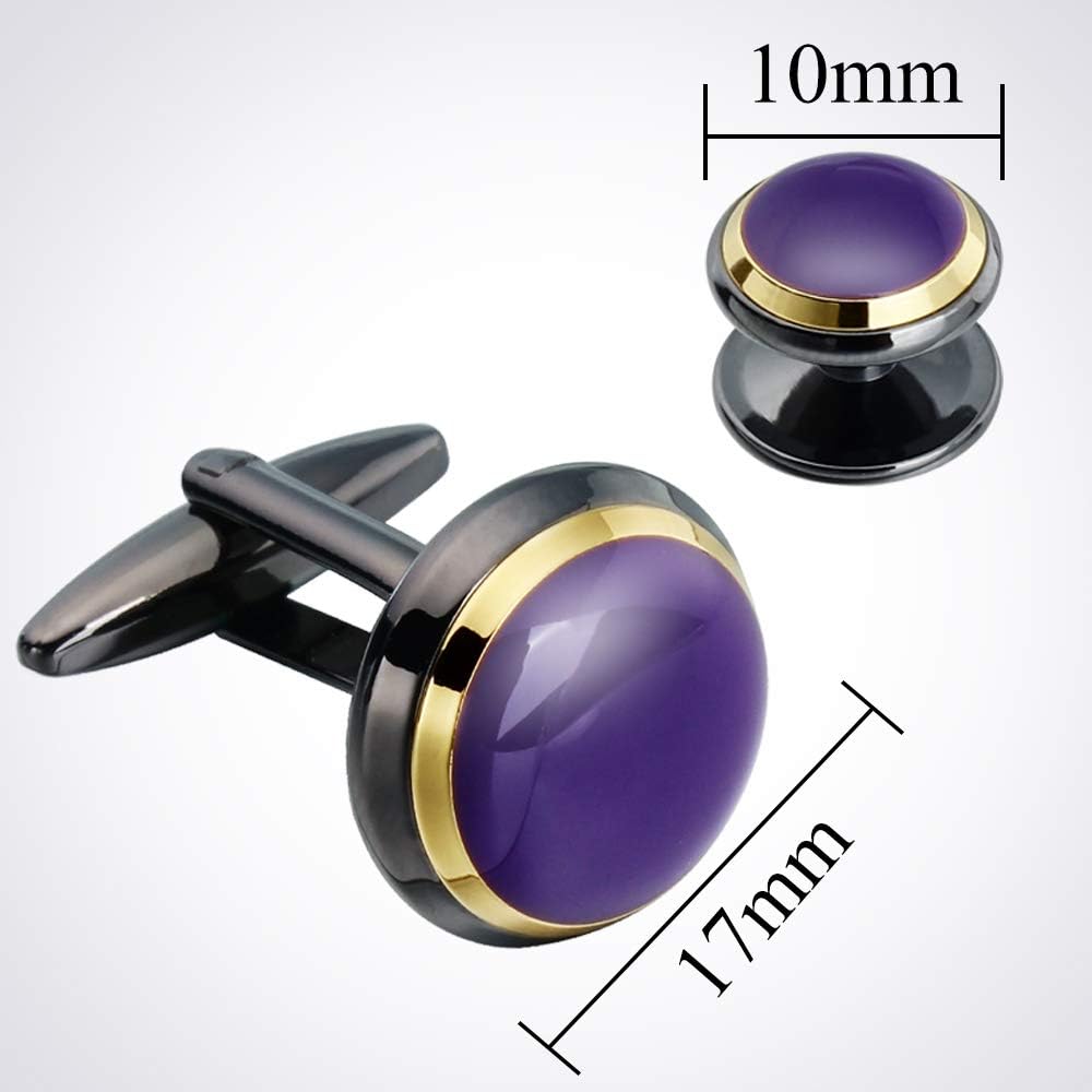 HAWSON Cufflinks and Studs for Men-Fashion Men Vintage Enamel Carbon Fiber Tuxedo Shirt Cufflinks and Studs Set for Regular Wedding Business Accessories