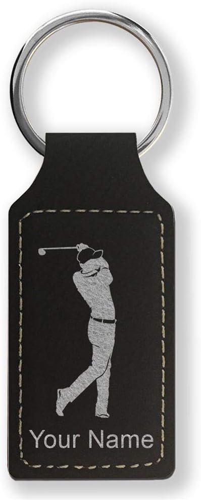 LaserGram Rectangle Keychain, Golfer Golfing, Personalized Engraving Included by LaserGramCustomEngravedGifts