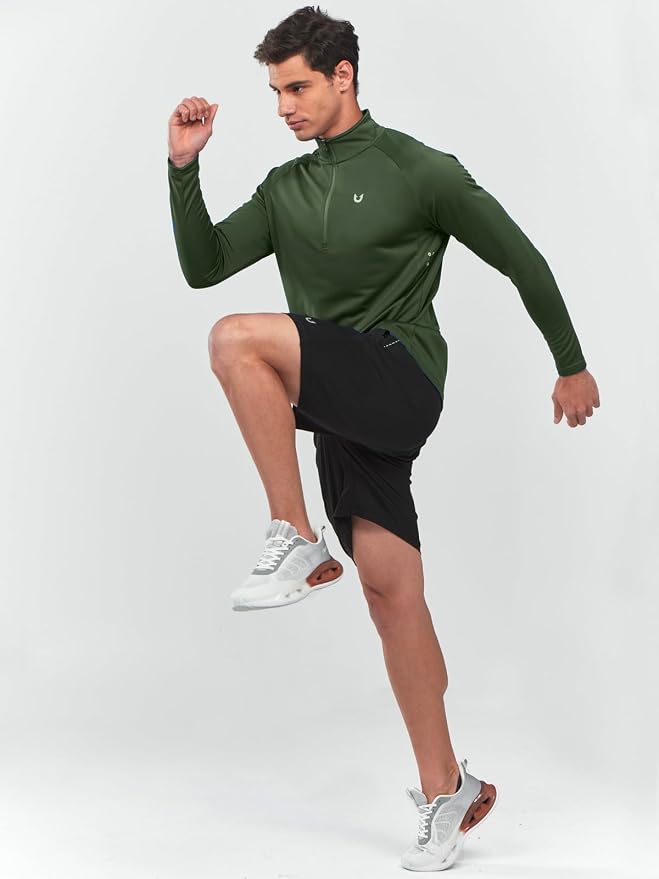 NORTHYARD Quarter Zip Pullover Men Running Shirt Long Sleeve Moisture Wicking - Image 5