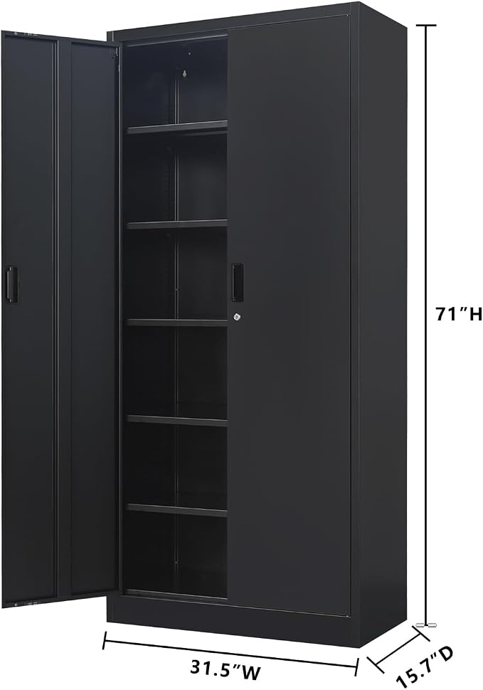 CJF Metal Storage Cabinet, Pantry-Black - Image 3