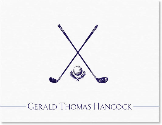 Golf Personalized Note Cards - 24 Cards with White Envelopes, 4¼ x 5½ Inch Size, Blank Stationery, Add Names or Text, For Thank You Notes, Invitations, & Announcements