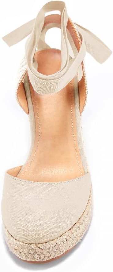 FISACE Womens Summer Espadrille Heel Platform Wedge Sandals Ankle Buckle Strap - Image 5