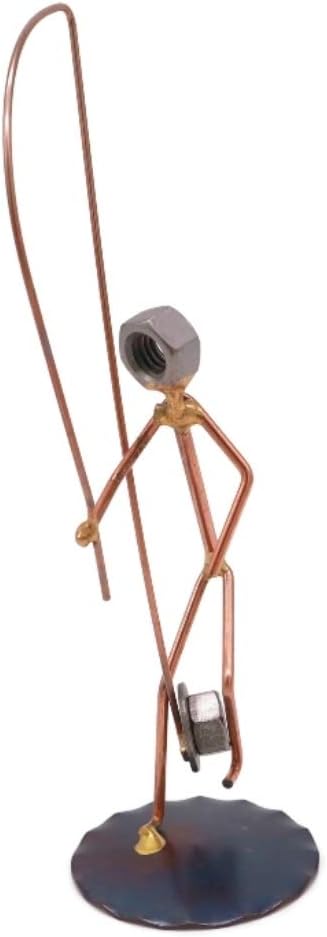 Hooked Hat Fisherman Collectible Handmade Metal Art Figurine, Desk Accessories, Trophy, Boss Gift, Office Décor, Outdoor Sports, Fishing