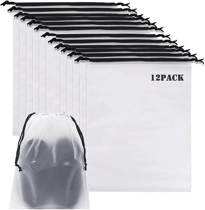 12pcs Transparent Shoe Bags for Travel 11.8in X 15.7in Protable Clear shoe bags by YMCCOOL