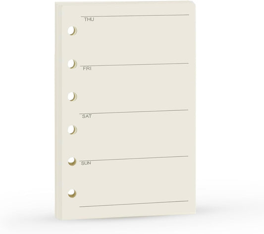 A7 Planner Refill, A7 Agenda Refill for Filofax,6 Hole/100gsm,4.84 x 3.23'', Harphia(Weekly Plan)