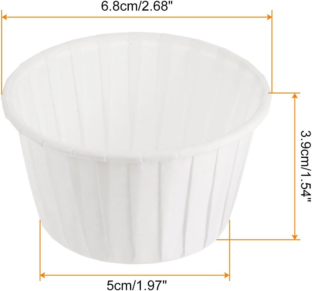 HARFINGTON 50Pcs Cupcake Baking Cups 3.5oz Standard Size Paper Cupcake Liners Greaseproof Wrappers Disposable for Wedding Birthdays Christmas Dessert, White