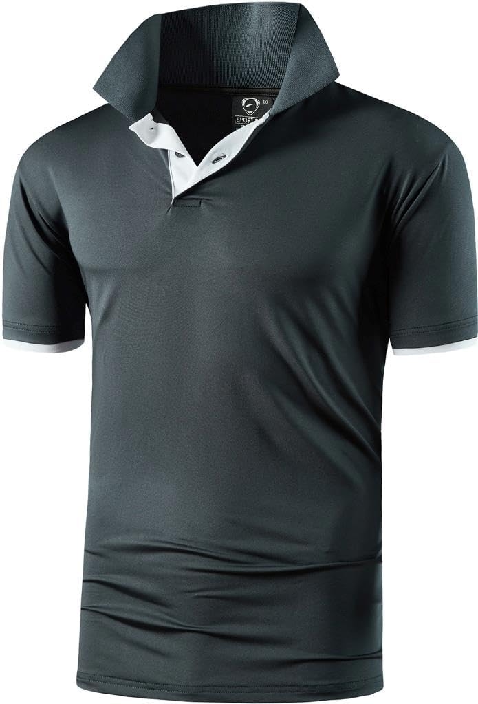 jeansian Men's Sport Outdoor Quick Dry Fit Short Sleeves Polo Tee Shirt Tshirt T-Shirt Tops Golf Tennis Bowling LSL195