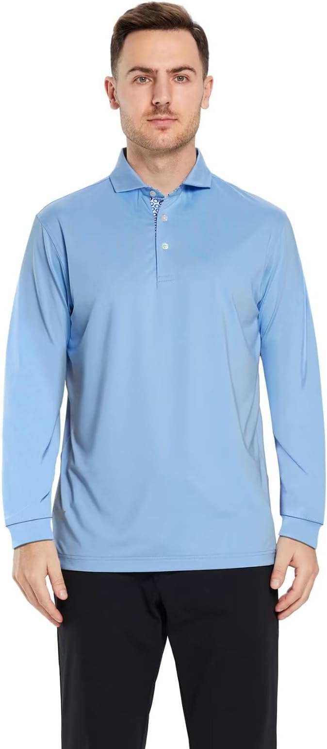 Mens Polo Shirts Short and Long Sleeve Casual Solid Stylish Dry Fit Performance - Image 3