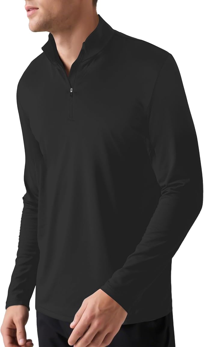 Mens Long Sleeve Shirts Quarter Zip Pullover UPF 50+ Sun Protection Wicking - Image 2