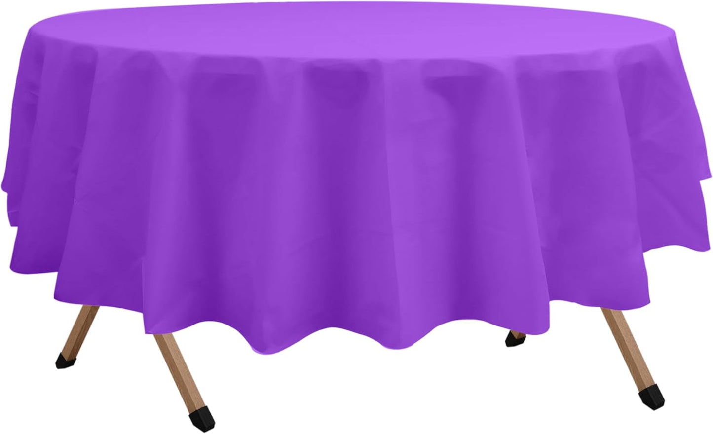 2 Pack Purple Premium Plastic Tablecloth Round 84 Inches Reusable Violet Decorative Table Cover for Dining, Wedding, Party, Indoor and Outdoor use