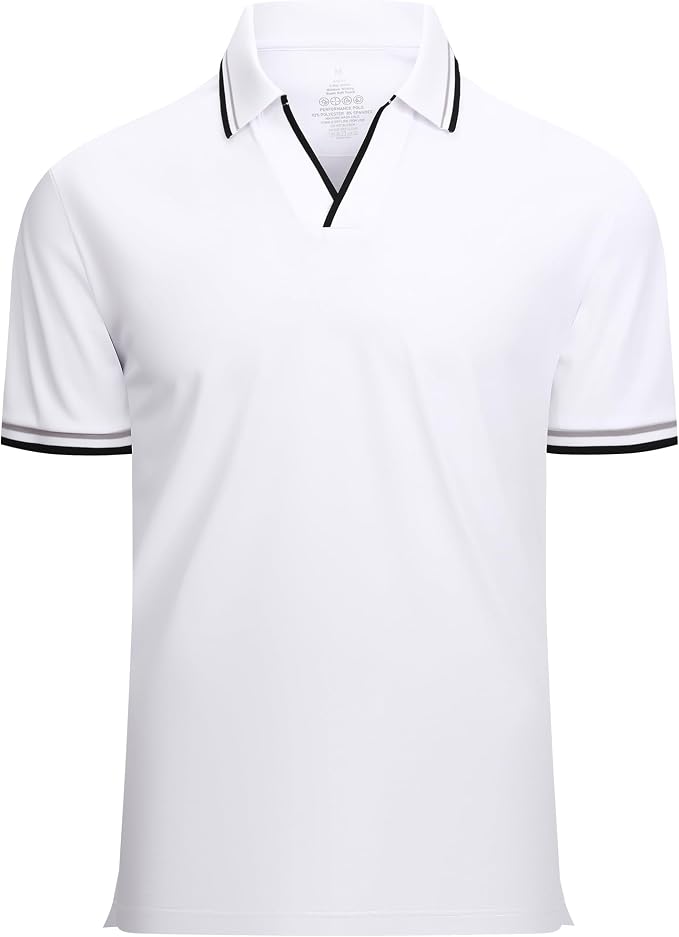 Esabel.C Jacquard Golf Shirts for Men Moisture Wicking Short Sleeve Performance by EsabelC