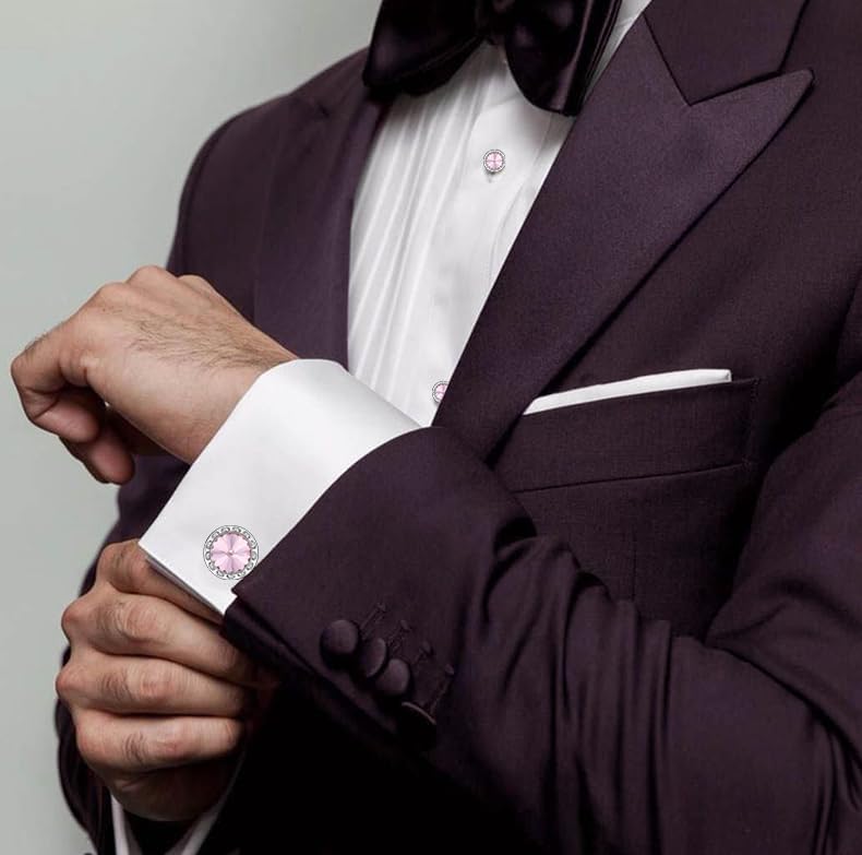 HAWSON Birthstone Tuxedo Studs and Cufflinks Set for Men's Suit Tuxedo Formal Dress Shirt Wedding Business Party Accessories