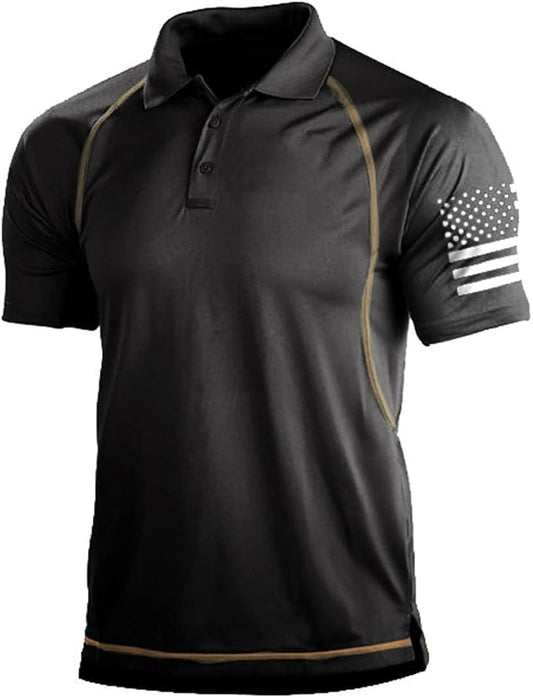 HARGLESMAN Men's 1776 Independence Day American Flag Short Sleeve Polo Golft by HARGLESMAN
