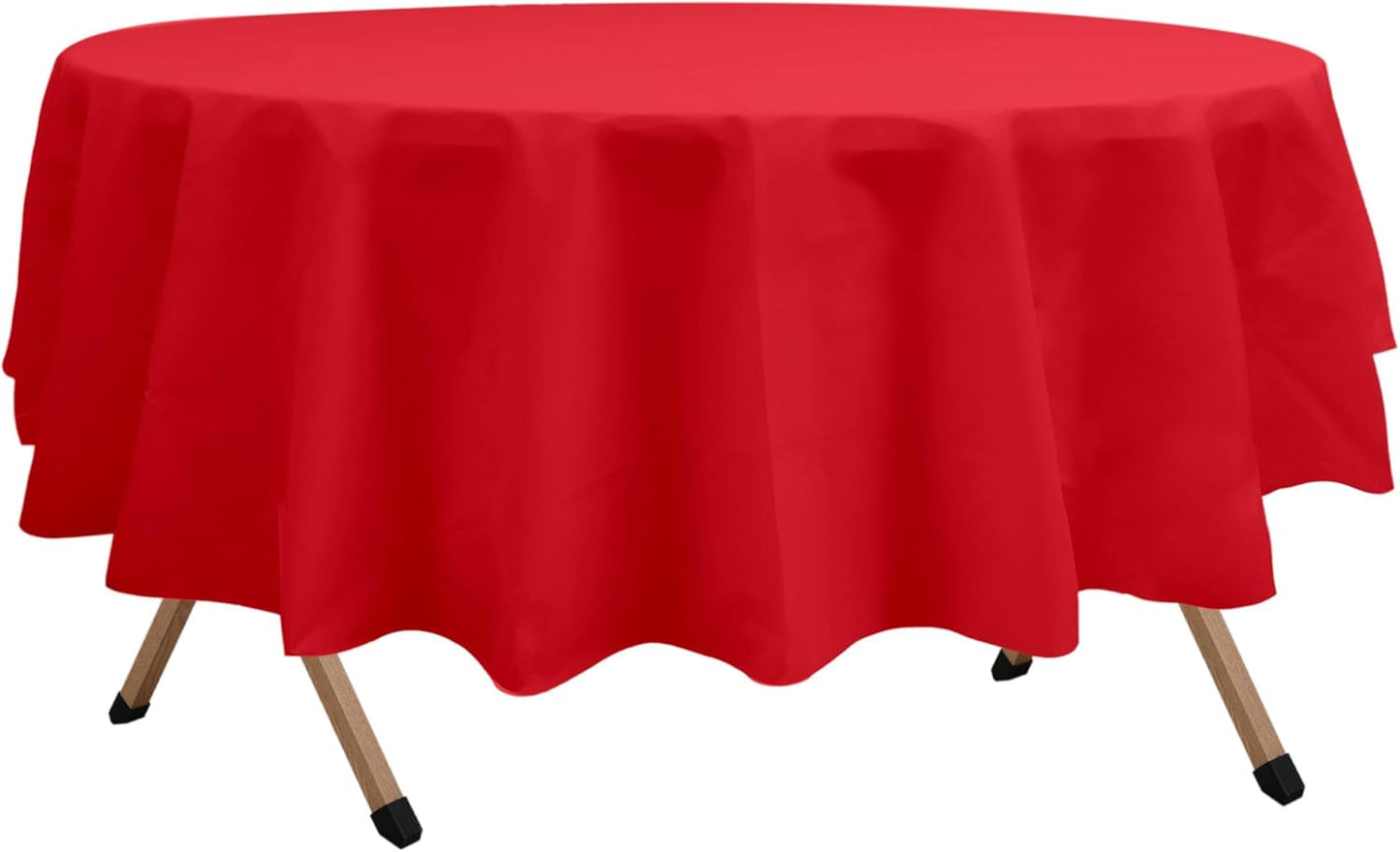 2 Pack Red Premium Plastic Tablecloth Round 84 Inches Reusable Ruby Red Decorative Table Cover for Dining, Wedding, Party, Indoor and Outdoor use