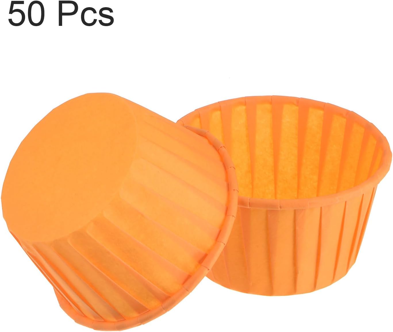 HARFINGTON 50Pcs Cupcake Baking Cups 3.5oz Standard Size Paper Cupcake Liners Greaseproof Wrappers Disposable for Wedding Birthdays Christmas Dessert, Orange