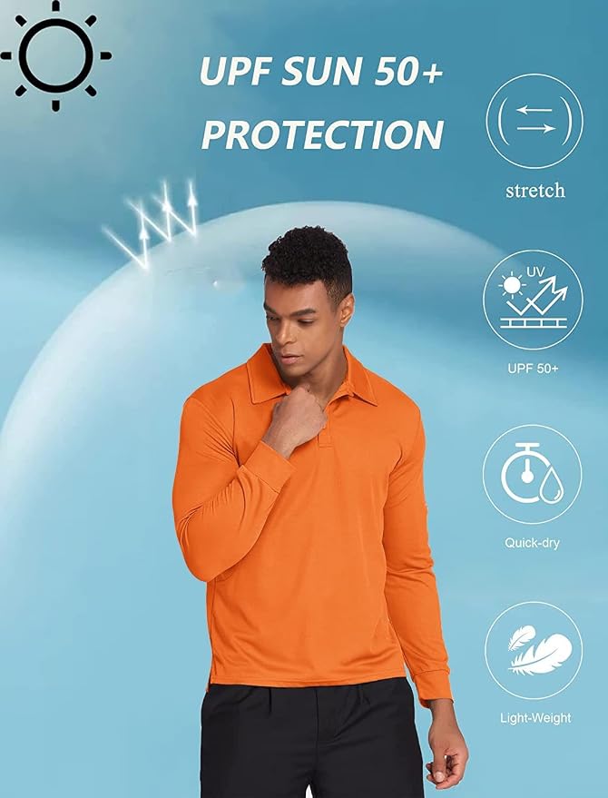 Deyeek Men's Polo Shirts Long Sleeve Golf Polo Shirts - Image 4