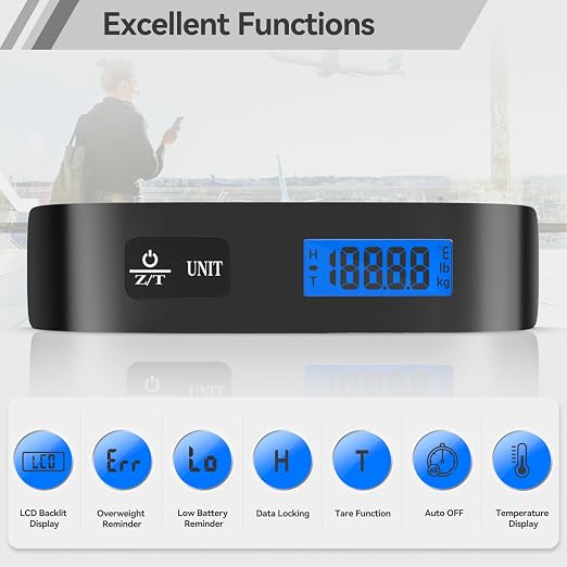 Luggage Scale, Travel Essentials, Digital Backlight LCD Display Handheld - Image 2