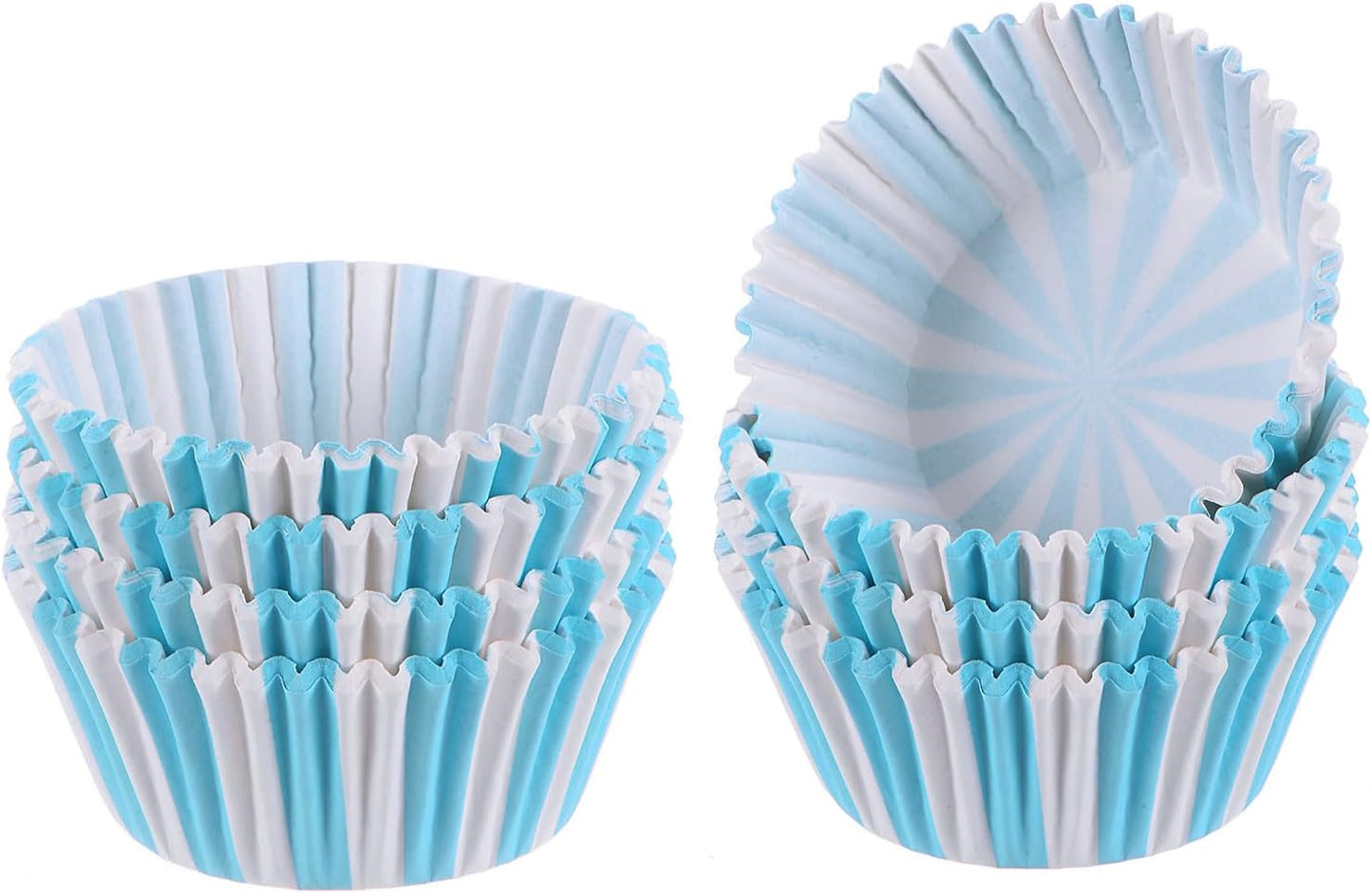 HARFINGTON 200 Count Cupcake Liners Blue Stripe Cupcake Cups Standard Size Muffins Liners Papers Baking Cups Wrappers Greaseproof for Party Wedding Birthday