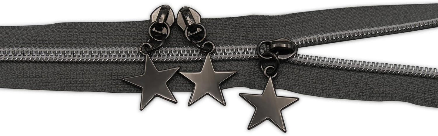 HOLSHUN #5 Zipper Sliders Zipper Pull 30pcs Bulk Heavy Duty Metal Gunmetal Pulls for #5 Nylon Coil Zippers Replacement Luxury Bag Hardware Luggage & DIY Craft Supplies Star